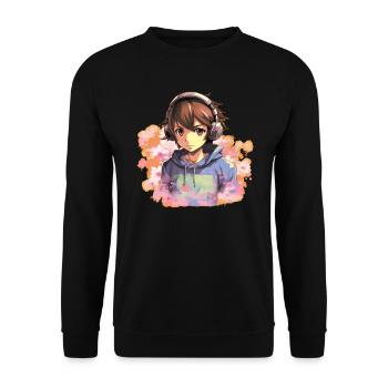 Anime Boy - Unisex Sweatshirt - black - Front - Alina (178cm) & Michal (187cm)
