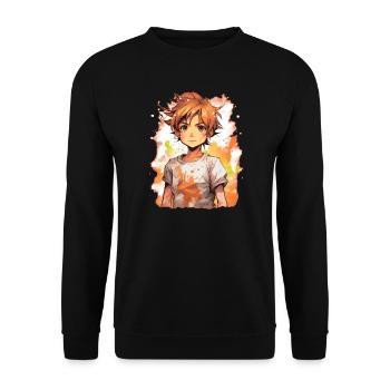 Anime Boy - Unisex Sweatshirt - black - Front - Alina (178cm) & Michal (187cm)