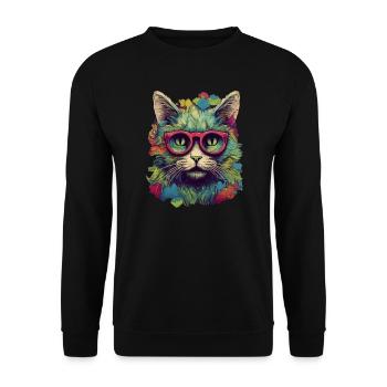 Cat - Unisex Sweatshirt - black - Front - Alina (178cm) & Michal (187cm)