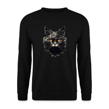 Cat - Unisex Sweatshirt - black - Front - Alina (178cm) & Michal (187cm)