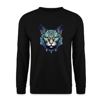 Cat - Unisex Sweatshirt - black - Front - Alina (178cm) & Michal (187cm)