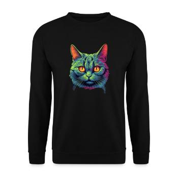 Cat - Unisex Sweatshirt - black - Front - Alina (178cm) & Michal (187cm)
