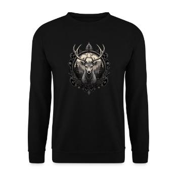 Cerf - Sweat-shirt Unisexe - noir - Devant - Alina (178cm) & Michal (187cm)