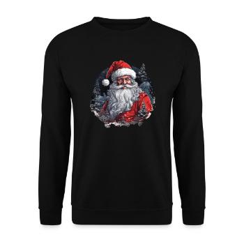 Weihnachtsmann - Unisex Pullover - Schwarz - Vorne - Alina (178cm) & Michal (187cm)