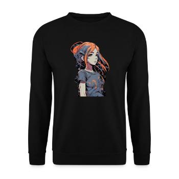 Anime Girl - Sweat-shirt Unisexe - noir - Devant - Alina (178cm) & Michal (187cm)