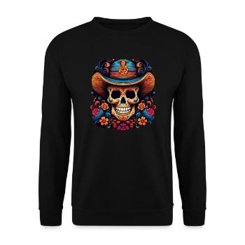 Cinco de Mayo Skull - Unisex Pullover - Schwarz - Vorne - Alina (178cm) & Michal (187cm)