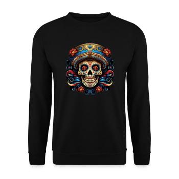 Cinco de Mayo Skull - Unisex Pullover - Schwarz - Vorne - Alina (178cm) & Michal (187cm)