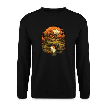 Herbstliche Landschaft - Unisex Pullover - Schwarz - Vorne - Alina (178cm) & Michal (187cm)