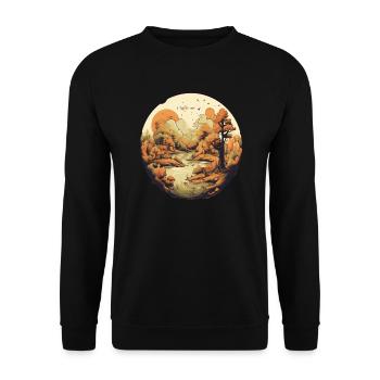 Herbstliche Landschaft - Unisex Pullover - Schwarz - Vorne - Alina (178cm) & Michal (187cm)