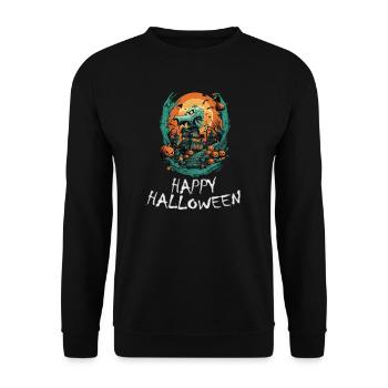 Halloween - Happy Halloween - Unisex Pullover - Schwarz - Vorne - Alina (178cm) & Michal (187cm)