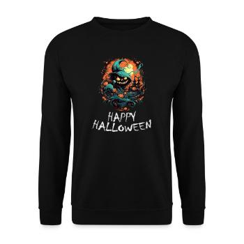 Halloween - Happy Halloween - Unisex Pullover - Schwarz - Vorne - Alina (178cm) & Michal (187cm)