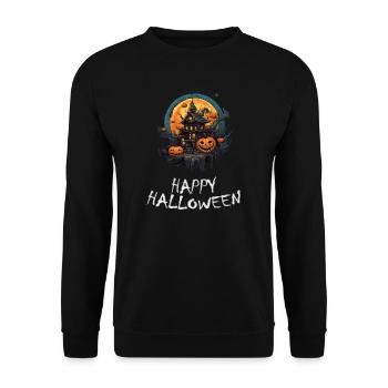 Halloween - Happy Halloween - Unisex Pullover - Schwarz - Vorne - Alina (178cm) & Michal (187cm)