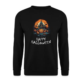 Halloween - Happy Halloween - Unisex Pullover - Schwarz - Vorne - Alina (178cm) & Michal (187cm)