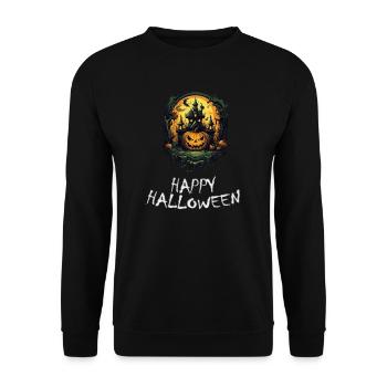 Halloween - Happy Halloween - Unisex Pullover - Schwarz - Vorne - Alina (178cm) & Michal (187cm)