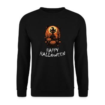 Halloween - Happy Halloween - Unisex Pullover - Schwarz - Vorne - Alina (178cm) & Michal (187cm)
