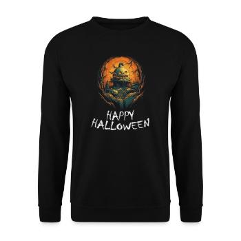 Halloween - Happy Halloween - Unisex Pullover - Schwarz - Vorne - Alina (178cm) & Michal (187cm)