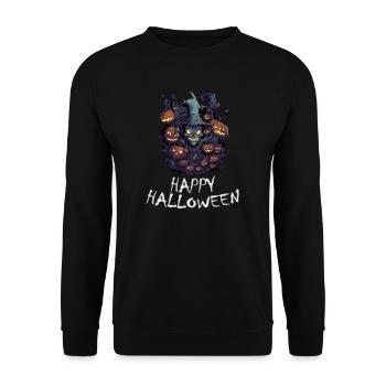 Halloween - Happy Halloween - Unisex Pullover - Schwarz - Vorne - Alina (178cm) & Michal (187cm)