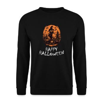 Halloween - Happy Halloween - Unisex Pullover - Schwarz - Vorne - Alina (178cm) & Michal (187cm)