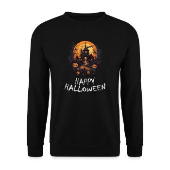 Halloween - Happy Halloween - Unisex Pullover - Schwarz - Vorne - Alina (178cm) & Michal (187cm)