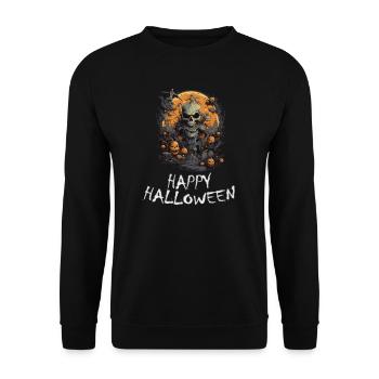 Halloween - Happy Halloween - Unisex Pullover - Schwarz - Vorne - Alina (178cm) & Michal (187cm)