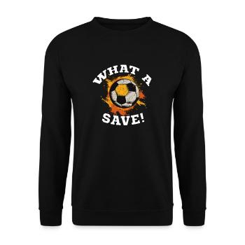 Fußball ball - What a Save! - Unisex Pullover - Schwarz - Vorne - Alina (178cm) & Michal (187cm)
