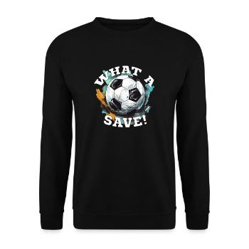 Balle de football - Quelle sauvegarde! - Sweat-shirt Unisexe - noir - Devant - Alina (178cm) & Michal (187cm)
