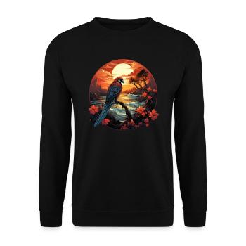 Tropical - Perroquet - Sweat-shirt Unisexe - noir - Devant - Alina (178cm) & Michal (187cm)
