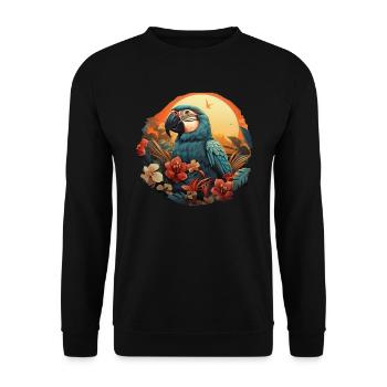 Tropical - Perroquet - Sweat-shirt Unisexe - noir - Devant - Alina (178cm) & Michal (187cm)