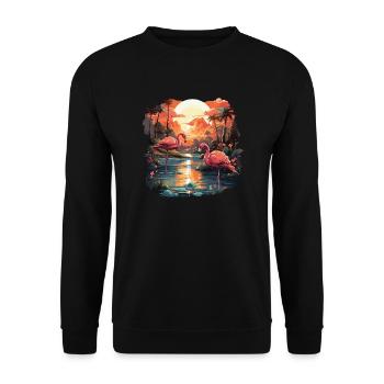 Flamingo - Unisex Pullover - Schwarz - Vorne - Alina (178cm) & Michal (187cm)