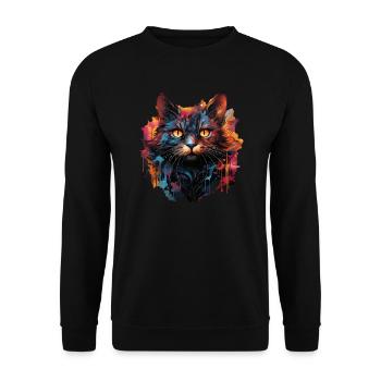 Katze - Unisex Pullover - Schwarz - Vorne - Alina (178cm) & Michal (187cm)