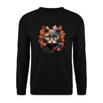 Katze - Unisex Pullover - Schwarz - Vorne - Alina (178cm) & Michal (187cm)
