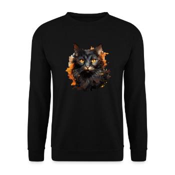 Katze - Unisex Pullover - Schwarz - Vorne - Alina (178cm) & Michal (187cm)