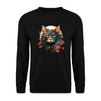 Cat - Unisex Sweatshirt - black - Front - Alina (178cm) & Michal (187cm)