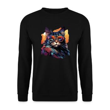 Katze - Unisex Pullover - Schwarz - Vorne - Alina (178cm) & Michal (187cm)