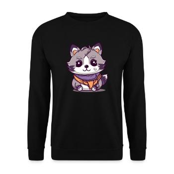 Raton laveur - Style Kawaii - Sweat-shirt Unisexe - noir - Devant - Alina (178cm) & Michal (187cm)