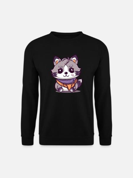 Waschbär - Kawaii Style - Unisex Pullover - Schwarz