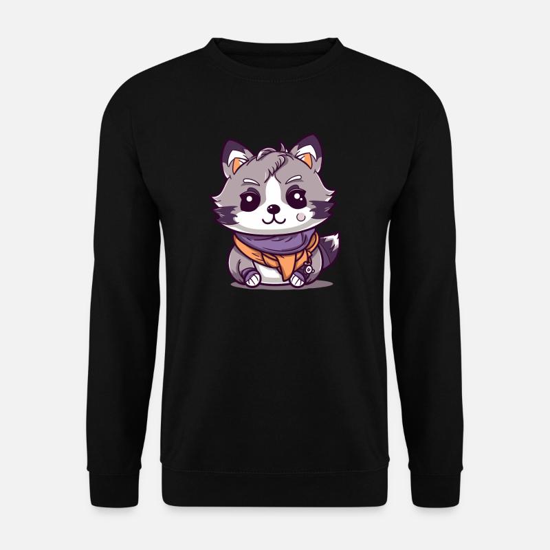 Waschbär - Kawaii Style - Unisex Pullover - Schwarz
