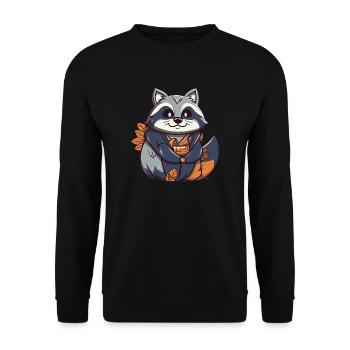 Raton laveur - Style Kawaii - Sweat-shirt Unisexe - noir - Devant - Alina (178cm) & Michal (187cm)