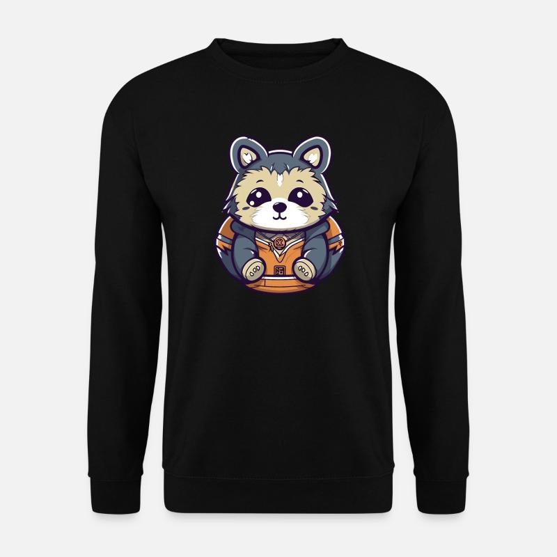 Waschbär - Kawaii Style - Unisex Pullover - Schwarz