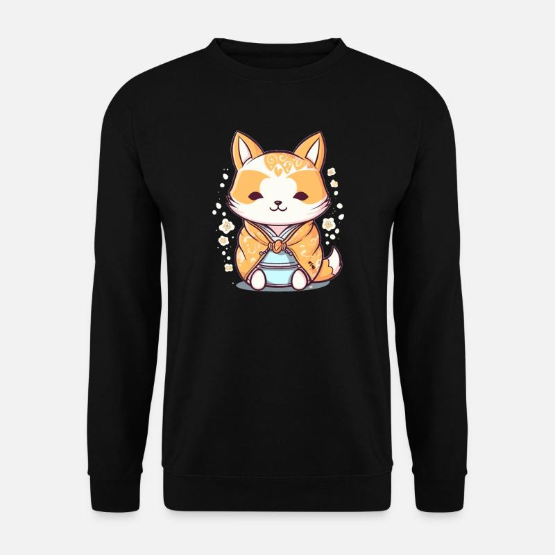 Fox - Kawaii Style - Unisex Sweatshirt - black