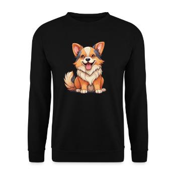 Hund - Kawaii Style - Unisex Pullover - Schwarz - Vorne - Alina (178cm) & Michal (187cm)