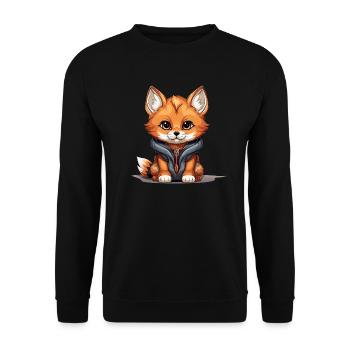 Fuchs - Kawaii Style - Unisex Pullover - Schwarz - Vorne - Alina (178cm) & Michal (187cm)