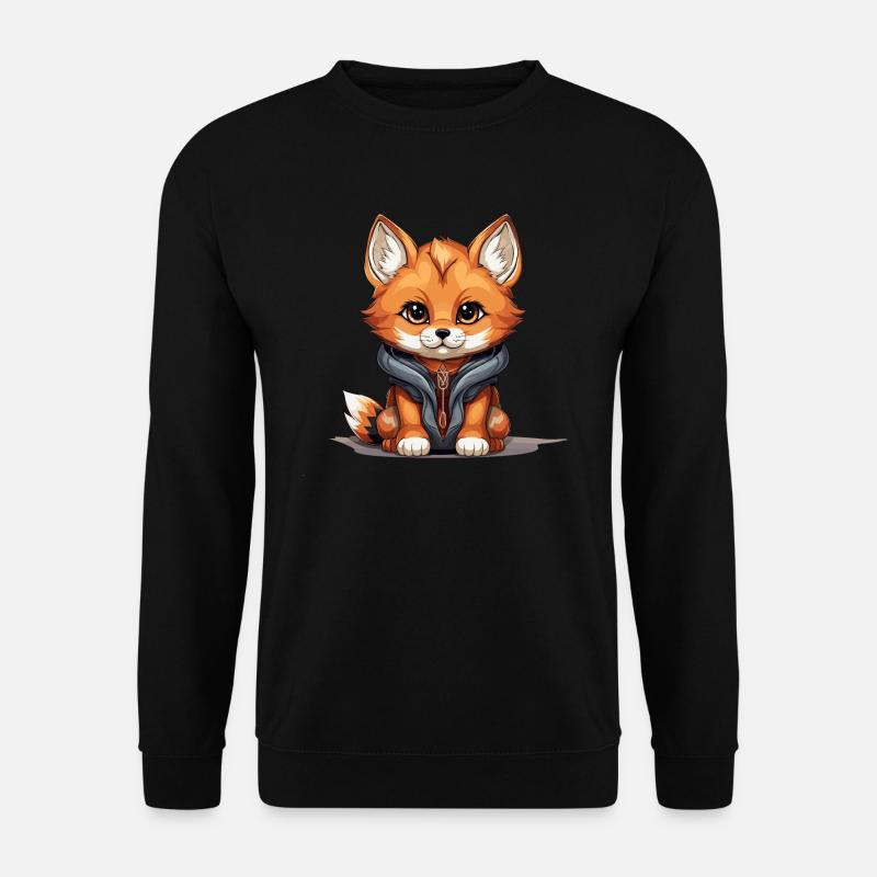 Fox - Kawaii Style - Unisex Sweatshirt - black