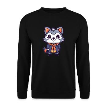 Raton laveur - Style Kawaii - Sweat-shirt Unisexe - noir - Devant - Alina (178cm) & Michal (187cm)