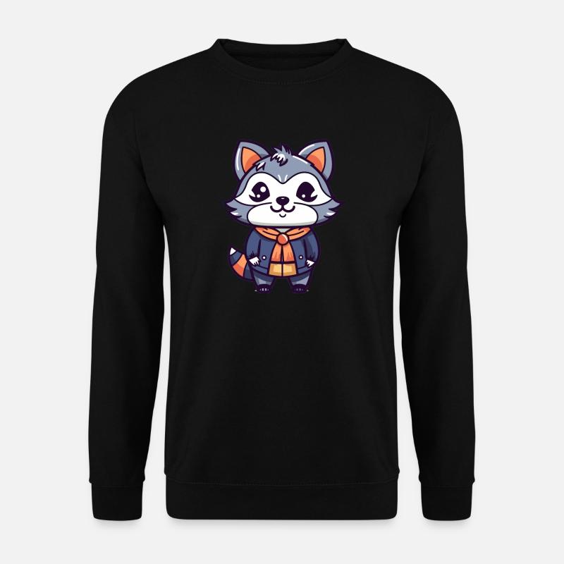 Waschbär - Kawaii Style - Unisex Pullover - Schwarz