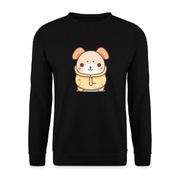 Hund - Kawaii Style - Unisex Pullover - Schwarz - Vorne - Alina (178cm) & Michal (187cm)