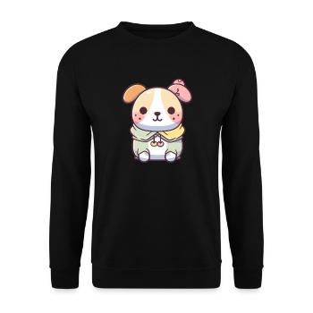 Hund - Kawaii Style - Unisex Pullover - Schwarz - Vorne - Alina (178cm) & Michal (187cm)