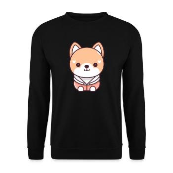Hund - Kawaii Style - Unisex Pullover - Schwarz - Vorne - Alina (178cm) & Michal (187cm)