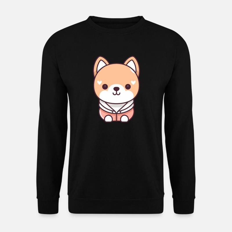 Hund - Kawaii Style - Unisex Pullover - Schwarz