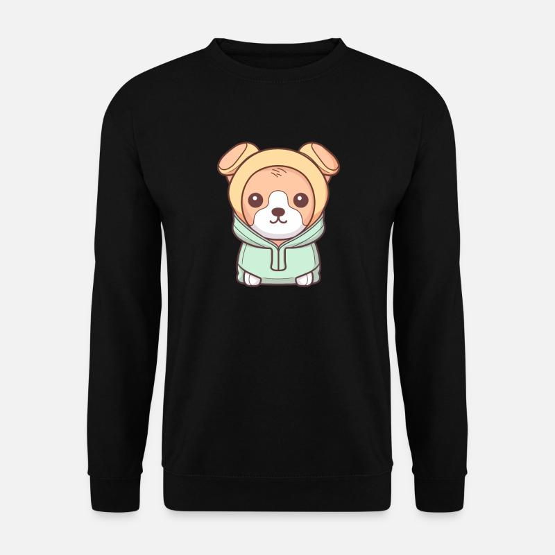 Hund - Kawaii Style - Unisex Pullover - Schwarz